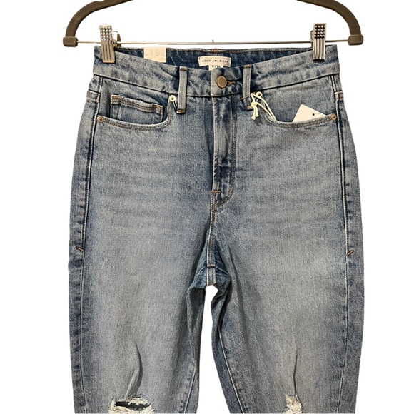 Good American Good Boy Wide Release Hem Destructed Jeans (2) - Picture 7 of 13